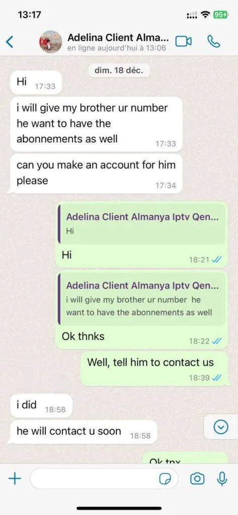 WhatsApp chat helping user configure Firestick app